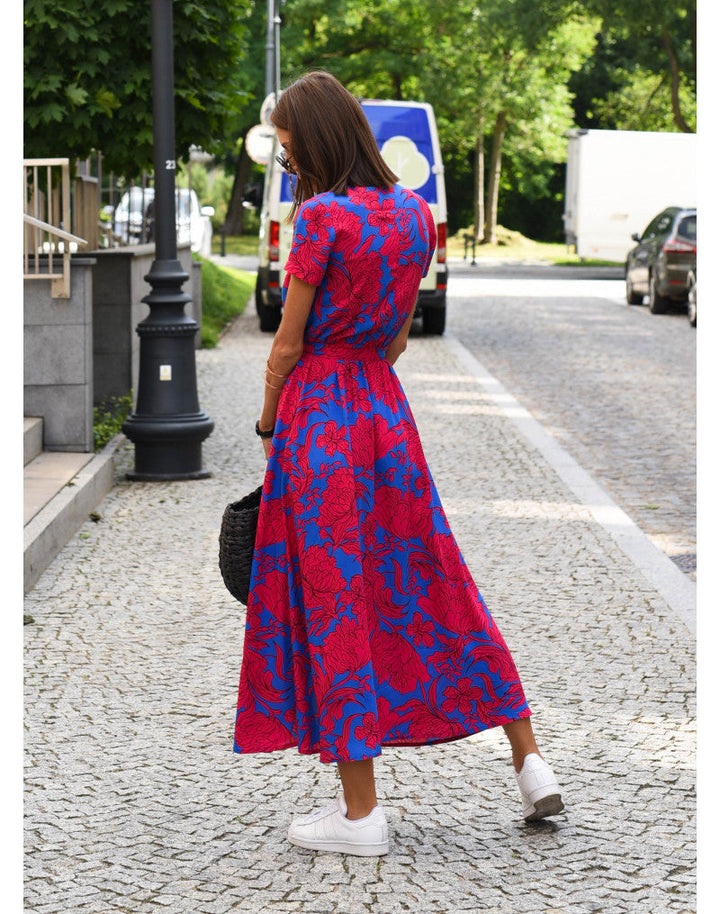Floral V-Neck Maxi Dress for Women - Elegant Flowing Style