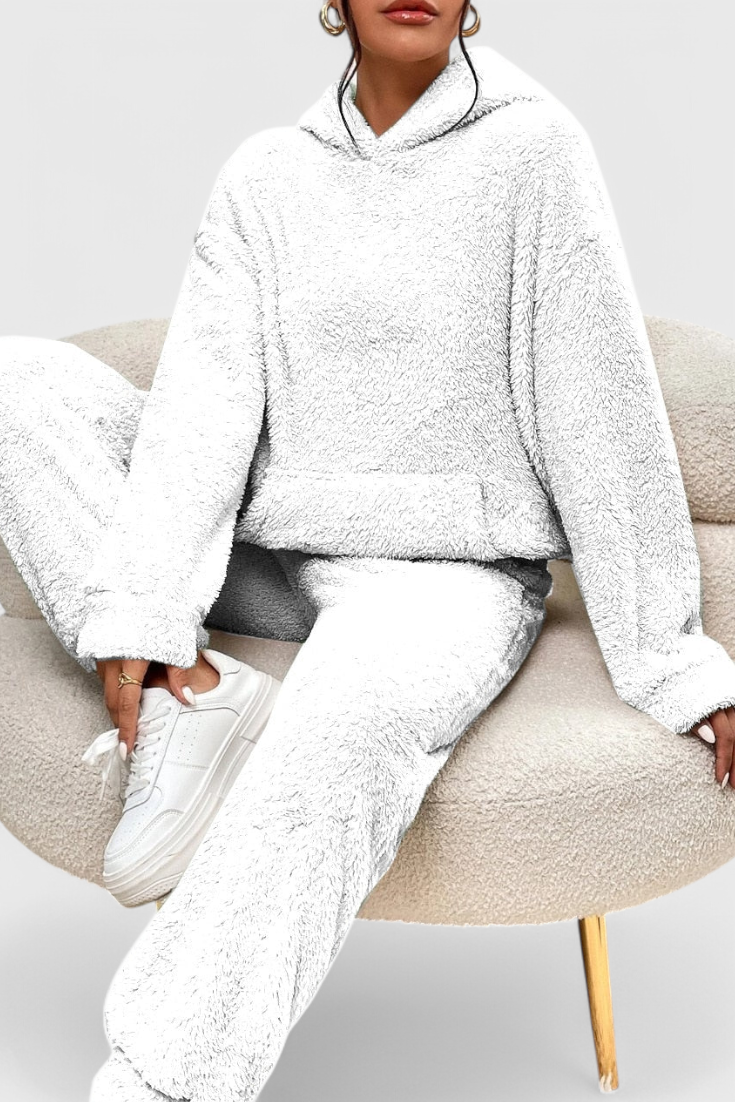 Cozy Teddy Lounge Set - Two Piece Hoodie and Pants