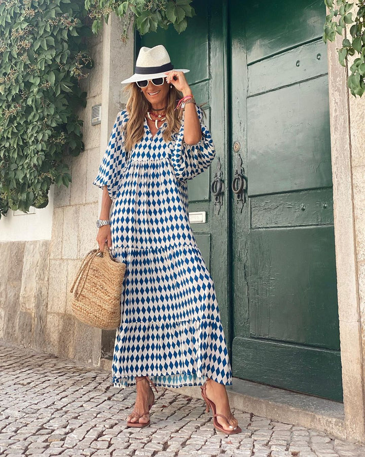 Boho Maxi Dress with V-Neck for Women | Elegant Summer Style