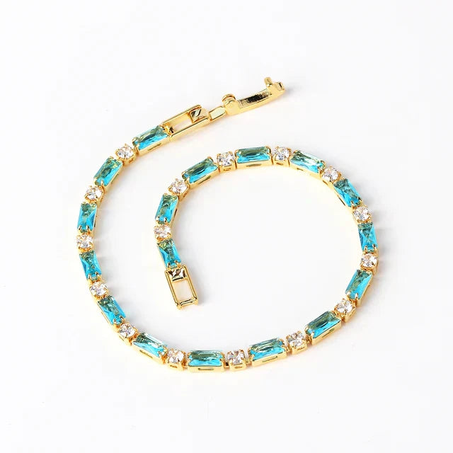 Turquoise Stone Bracelet with Gold Accents for Women