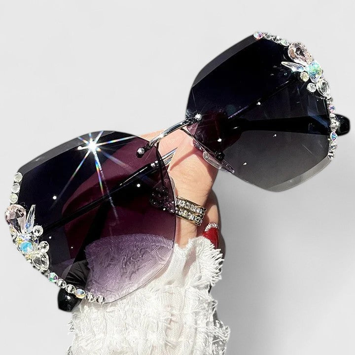 Rimless Sunglasses with Rhinestone Accents for Women