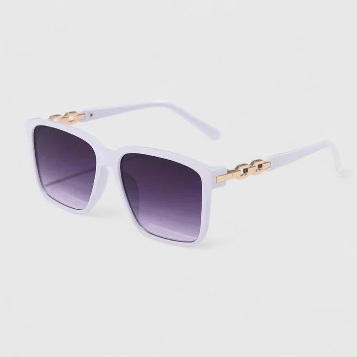 Square Sunglasses for Women with Gold Chain Arms - UV Protection