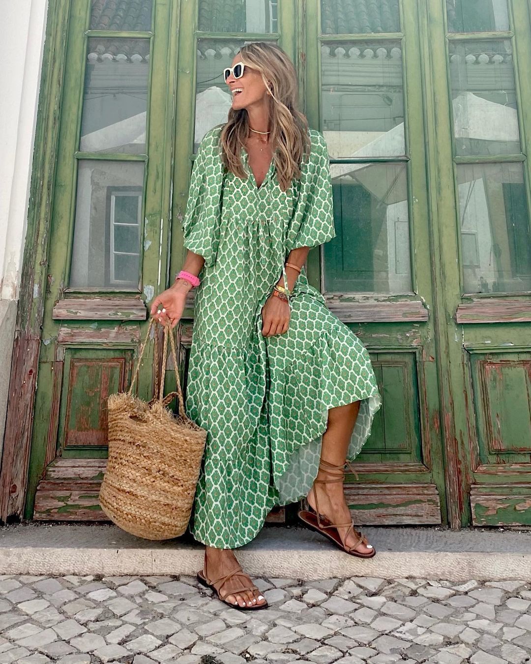 Boho Maxi Dress with V-Neck for Women | Elegant Summer Style