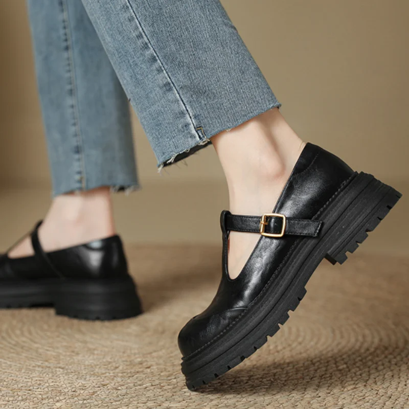 T-Bar Mary Jane Flats - Classic Comfortable Shoes for Women