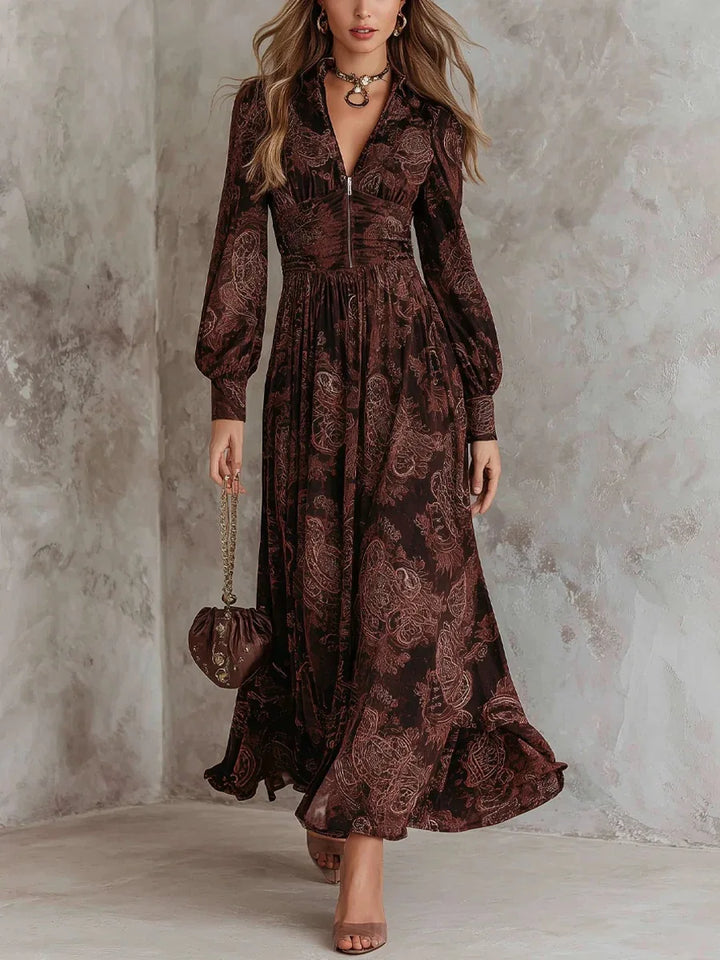 Vintage Maxi Dress with Artistic Print