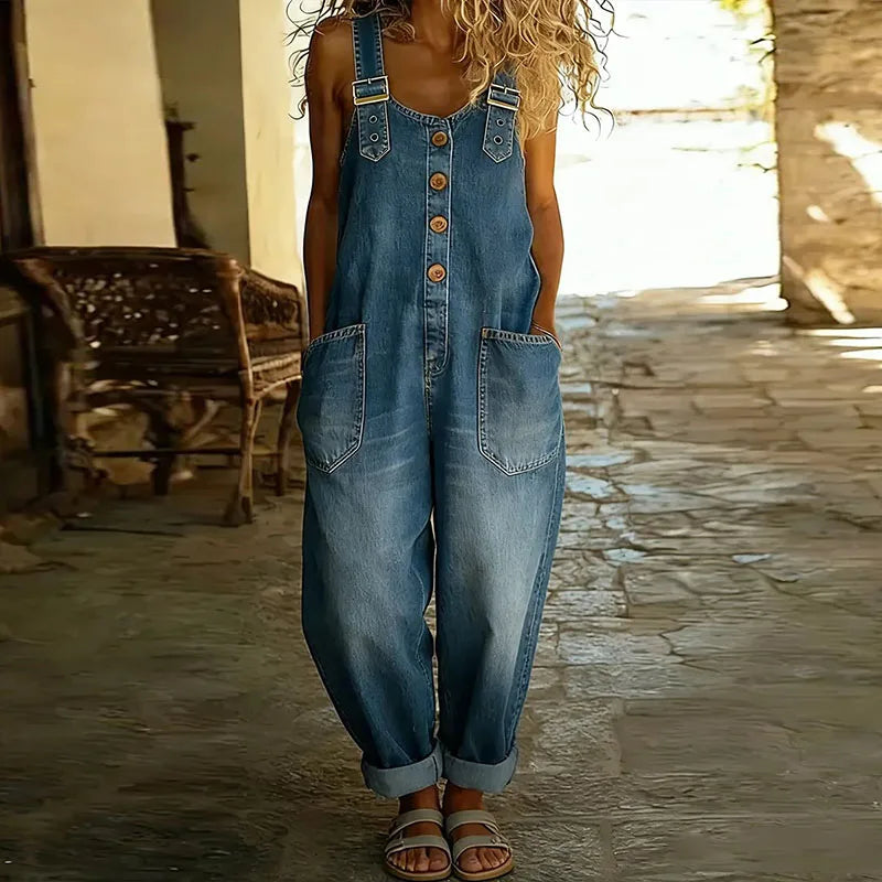 Denim Overalls for Women | Soft Cotton Adjustable Strap Overalls
