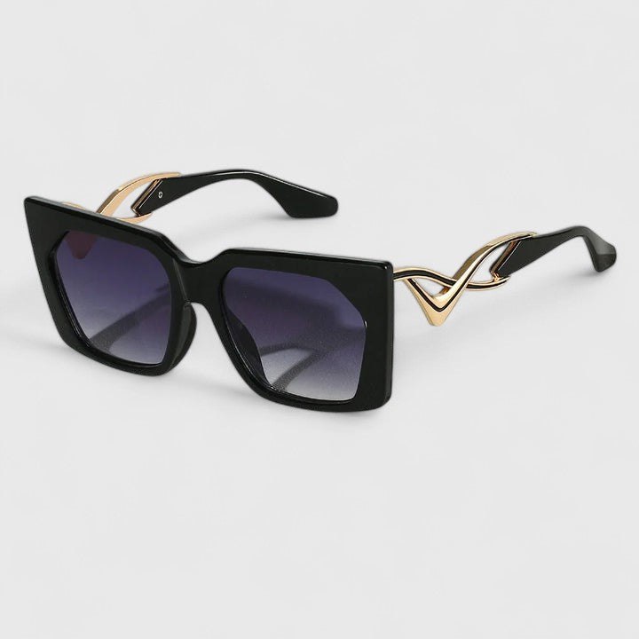Women's Oversized Sunglasses with Gold Accent Temples