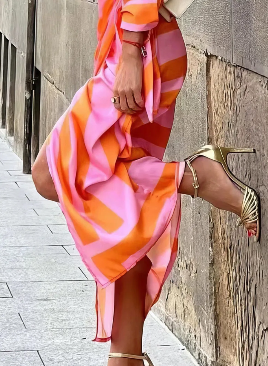 Striped Wrap Dress with Tie Waist for Women