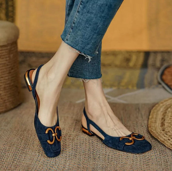 Slingback Flats for Women - Comfortable Suede Cushioned Shoes