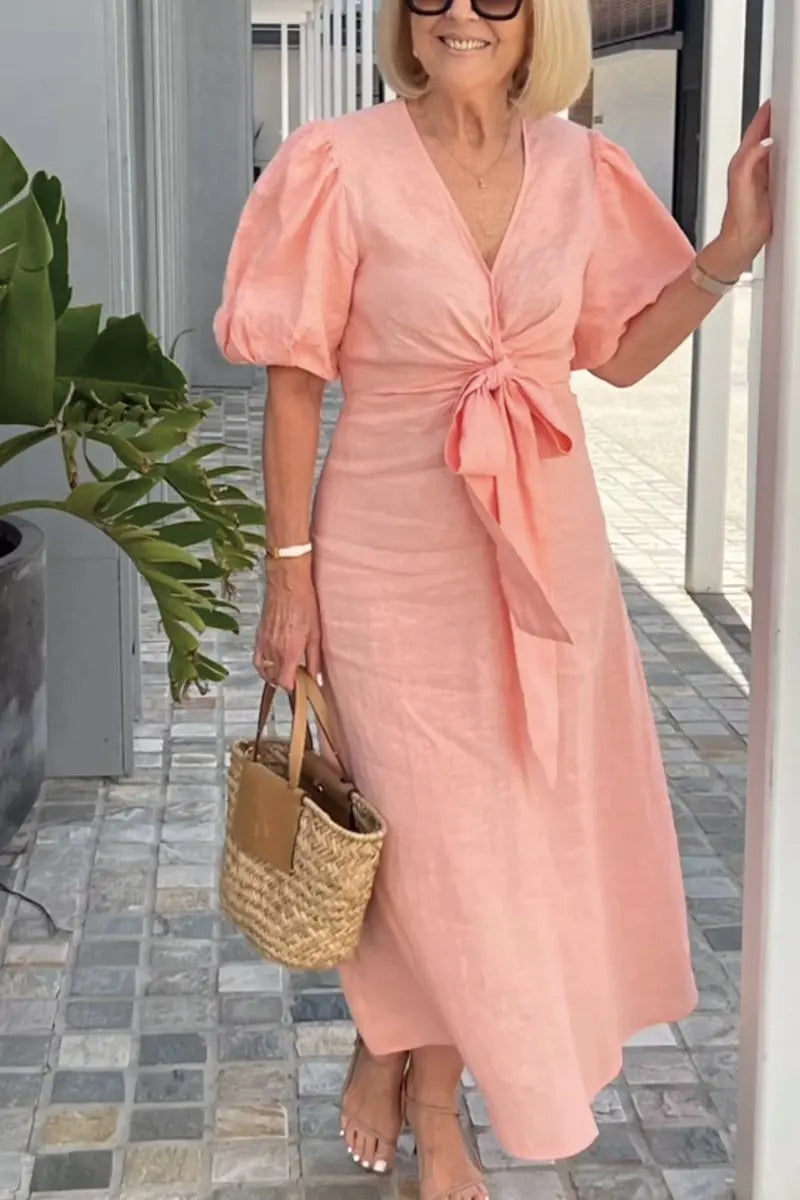Elegant V-Neck Dress for Women - Timeless Flattering Style
