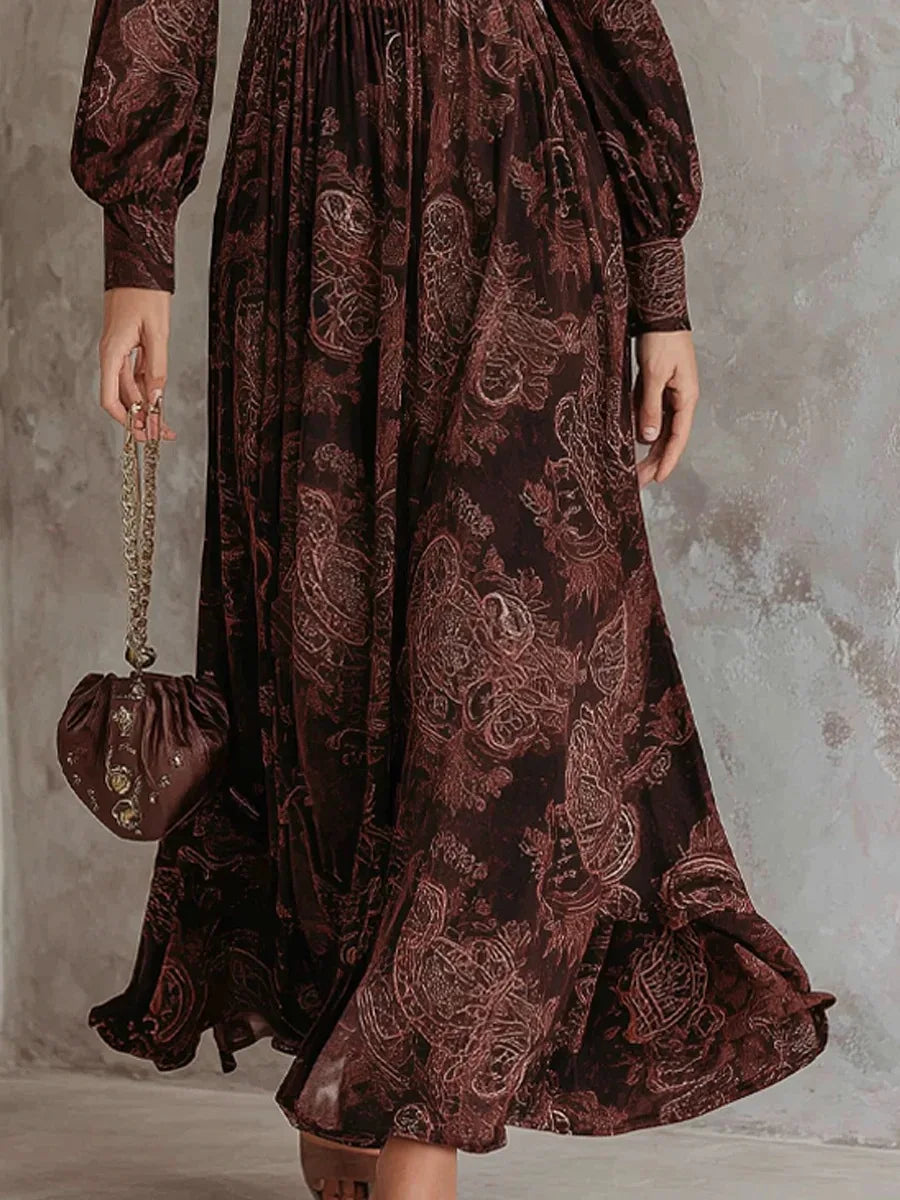 Vintage Maxi Dress with Artistic Print
