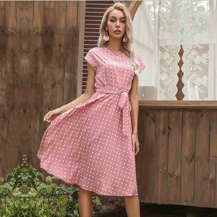 Polka Dot Midi Dress for Women - Timeless Floral Print