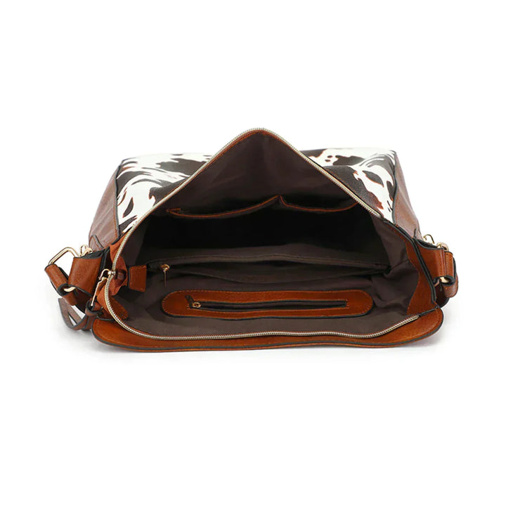 Leather Tote Bag with Matching Wristlet - Animal Print Handbag Set