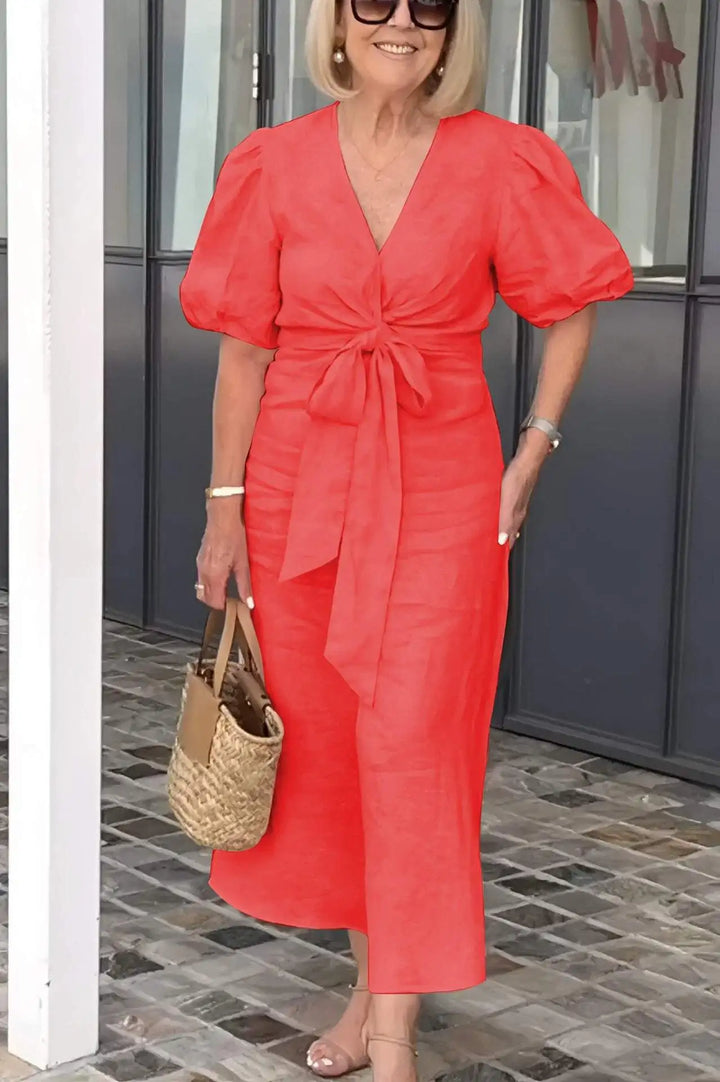 Elegant V-Neck Dress for Women - Timeless Flattering Style