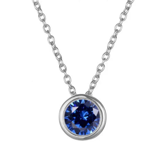 Birthstone Necklace White Gold Dainty Pendant for Women