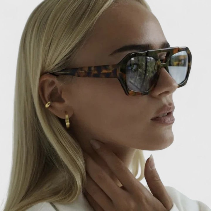 Leopard Print Sunglasses with Double Bridge Design for Women
