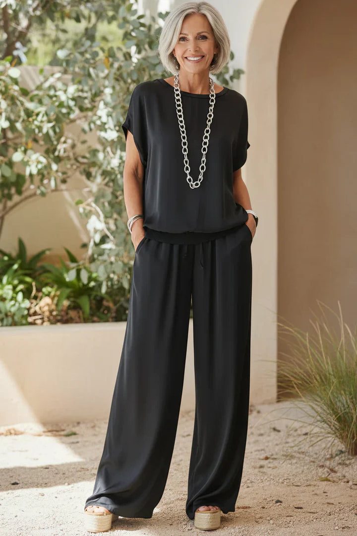 Satin Two Piece Set for Women - Relaxed Fit Silky Co-Ord