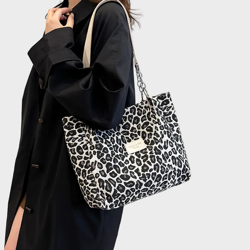 Leopard Print Tote Bag With Chain Straps For Women