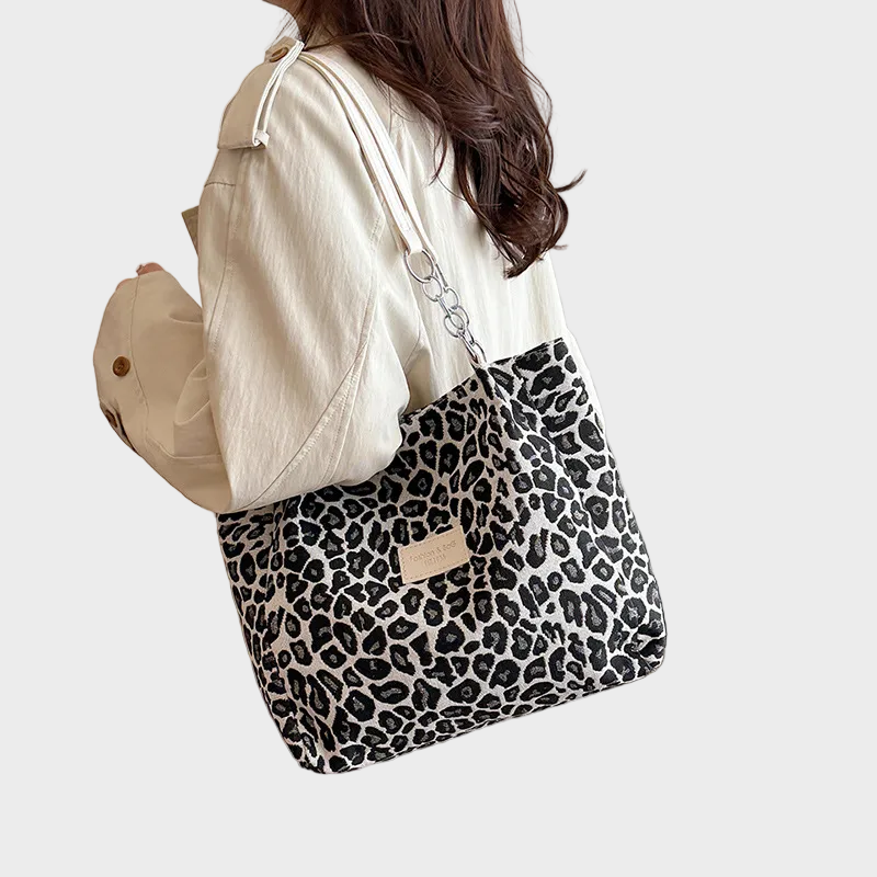 Leopard Print Tote Bag With Chain Straps For Women