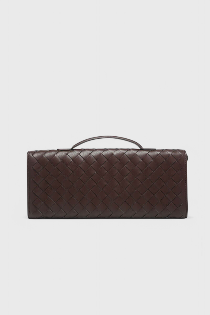 Baguette Clutch Bag with Gold Knot Detail and Crossbody Strap