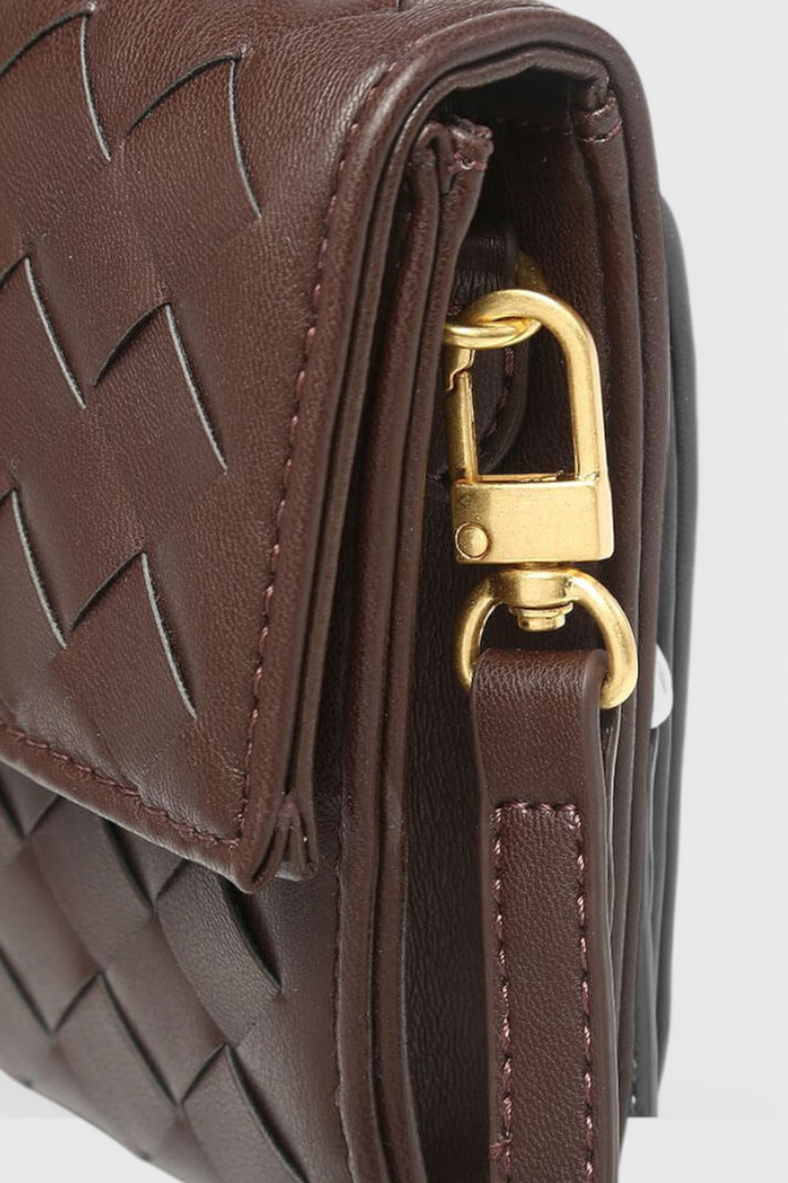 Baguette Clutch Bag with Gold Knot Detail and Crossbody Strap
