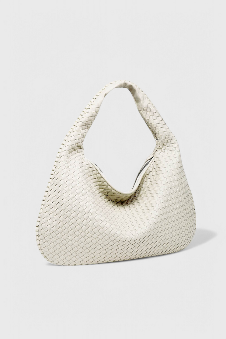 Woven Shoulder Bag - Vegan Leather Handbag with Structured Silhouette