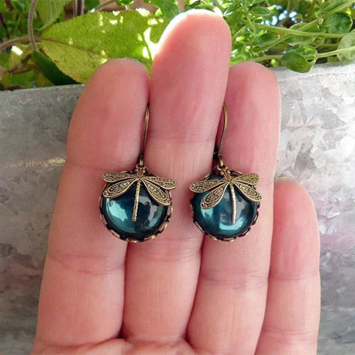 Dragonfly Earrings Antique Gold Vintage Style Statement Earrings