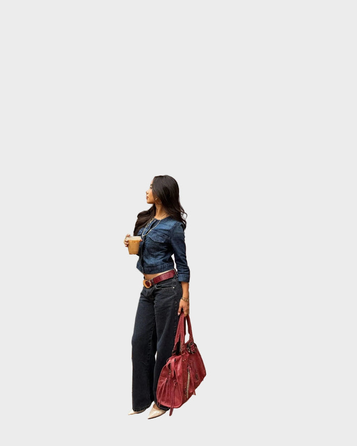 Cherry Red Leather Tote Bag - Italian Genuine Leather Laptop Work Bag