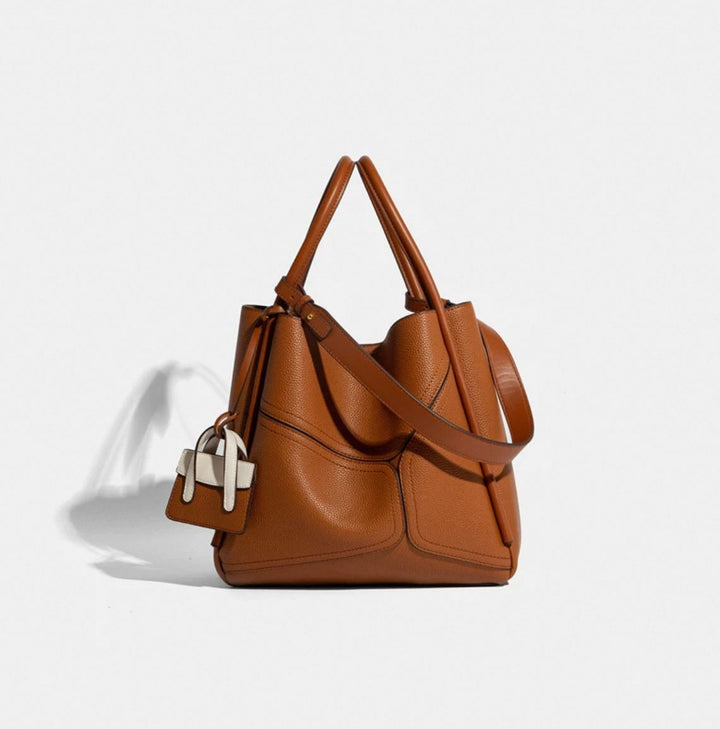 Brown Leather Tote Bag | Genuine Cowhide Leather Handbag