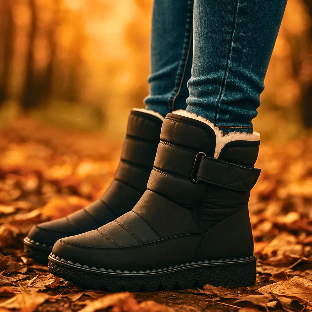 Quilted Winter Boots for Women with Faux Fur Lining and Lug Sole