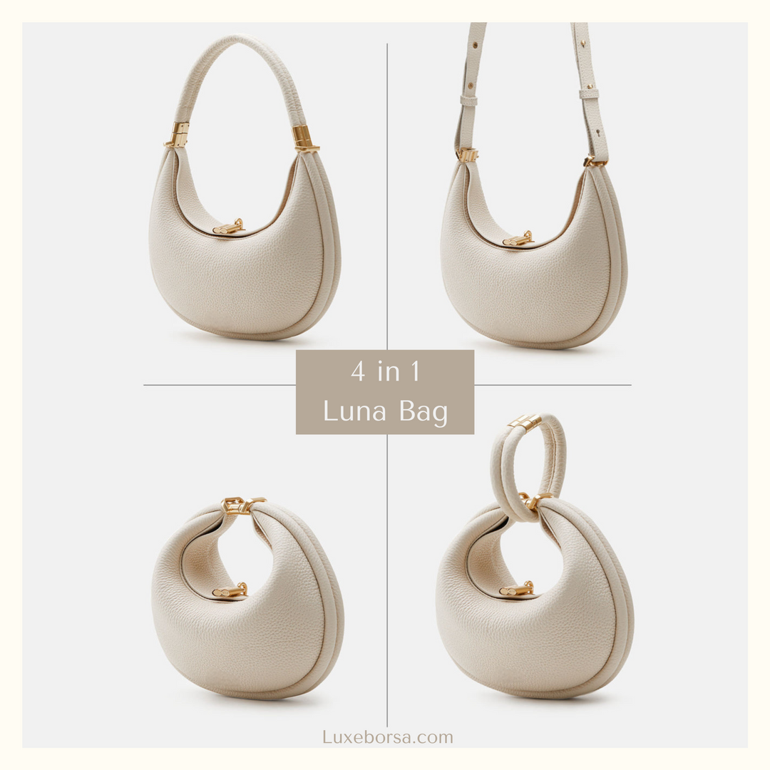 Crescent Moon Shoulder Bag - Vegan Leather Crossbody Handbag