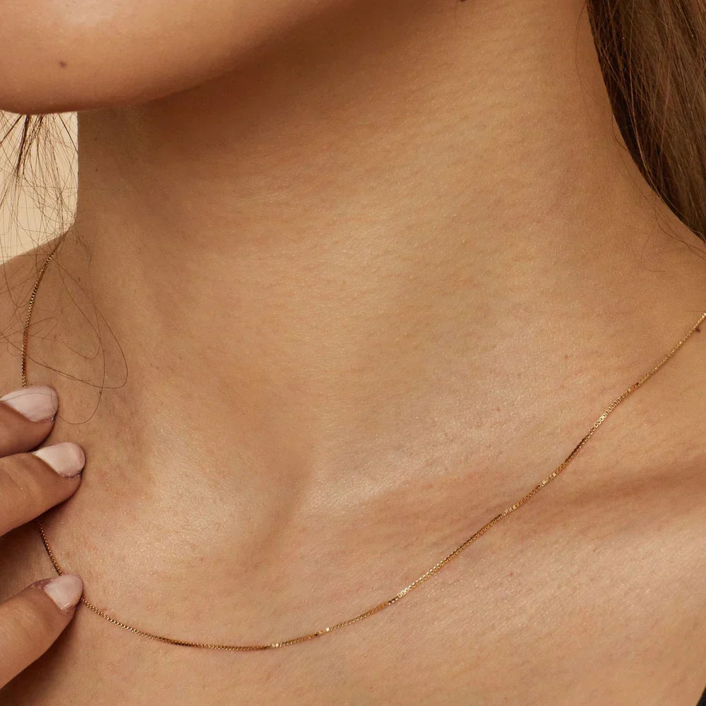 Gold Box Pendant Necklace | Modern Minimalist Chain Necklace