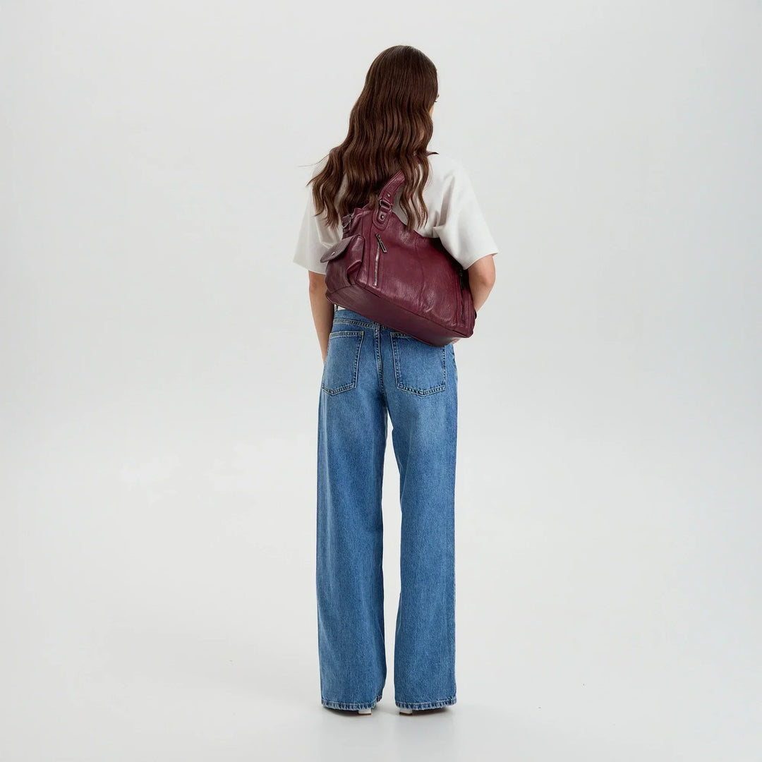 Vegan Leather Crossbody Bag - Structured Tote with Laptop Compartment