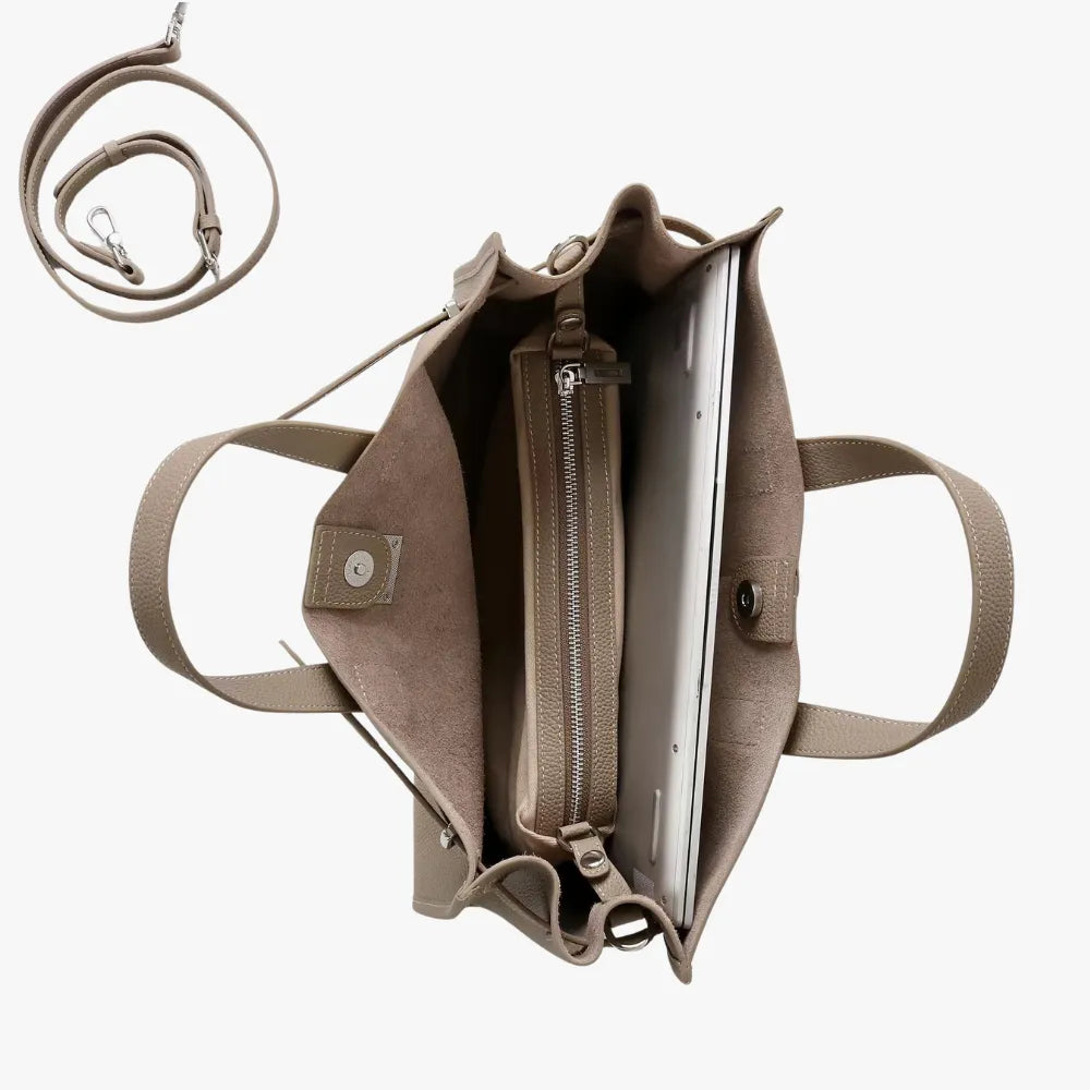 Leather Tote Bag for Work and Travel | Structured Shoulder Bag