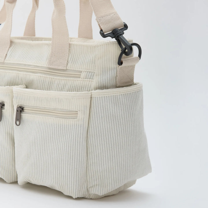 Corduroy Crossbody Bag with Adjustable Strap and Multiple Pockets