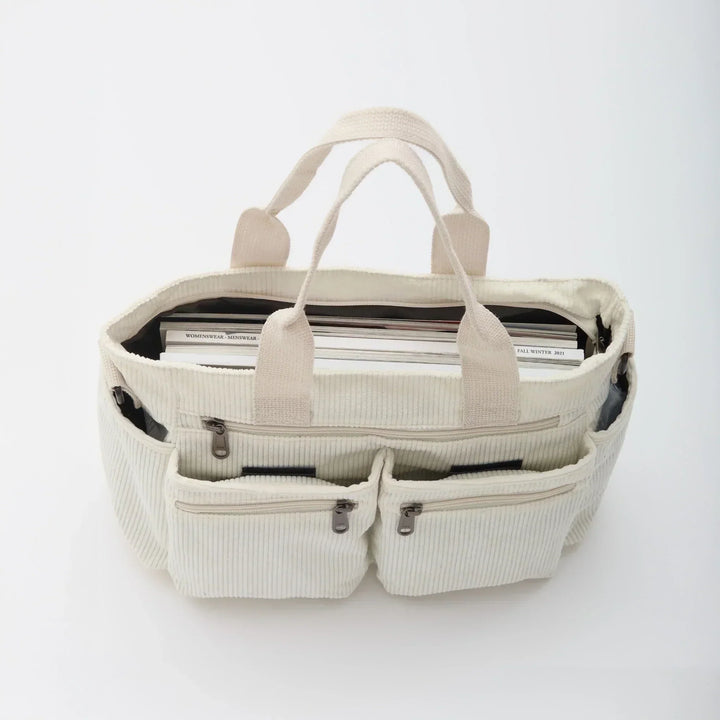 Corduroy Crossbody Bag with Adjustable Strap and Multiple Pockets