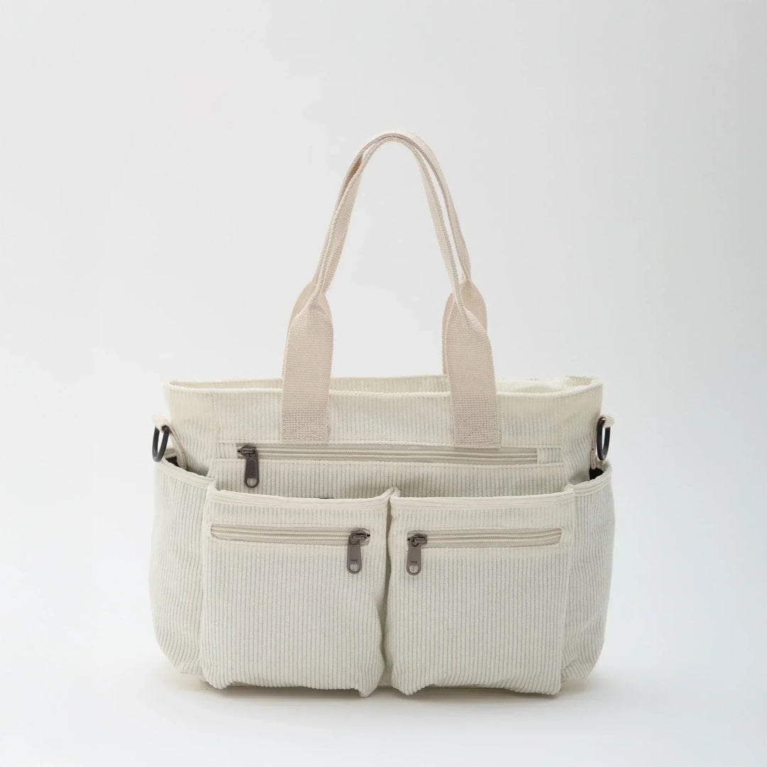 Corduroy Crossbody Bag with Adjustable Strap and Multiple Pockets