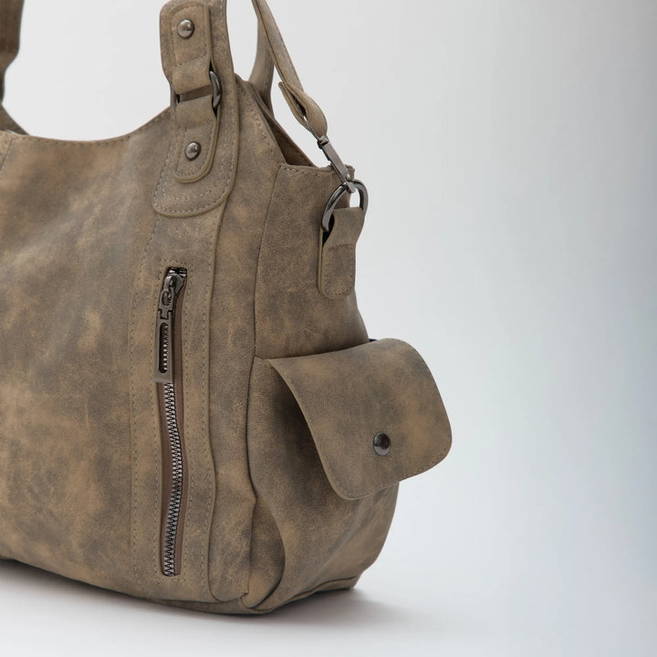 Vegan Leather Crossbody Bag - Structured Tote with Laptop Compartment