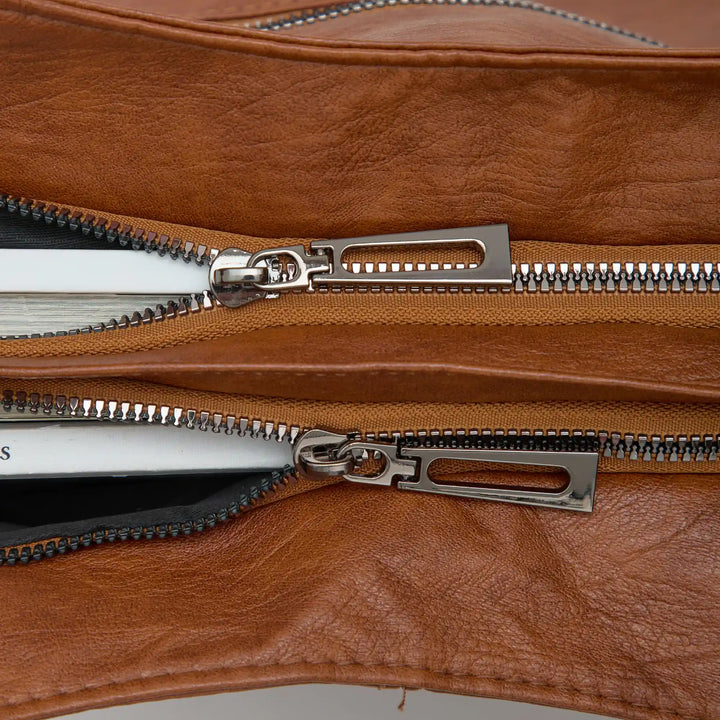 Vegan Leather Crossbody Bag - Structured Tote with Laptop Compartment
