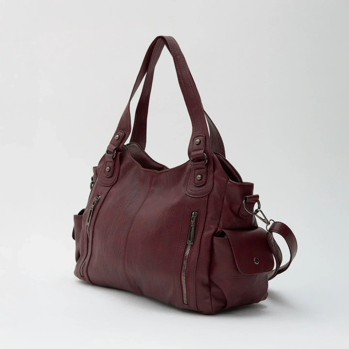 Vegan Leather Crossbody Bag - Structured Tote with Laptop Compartment