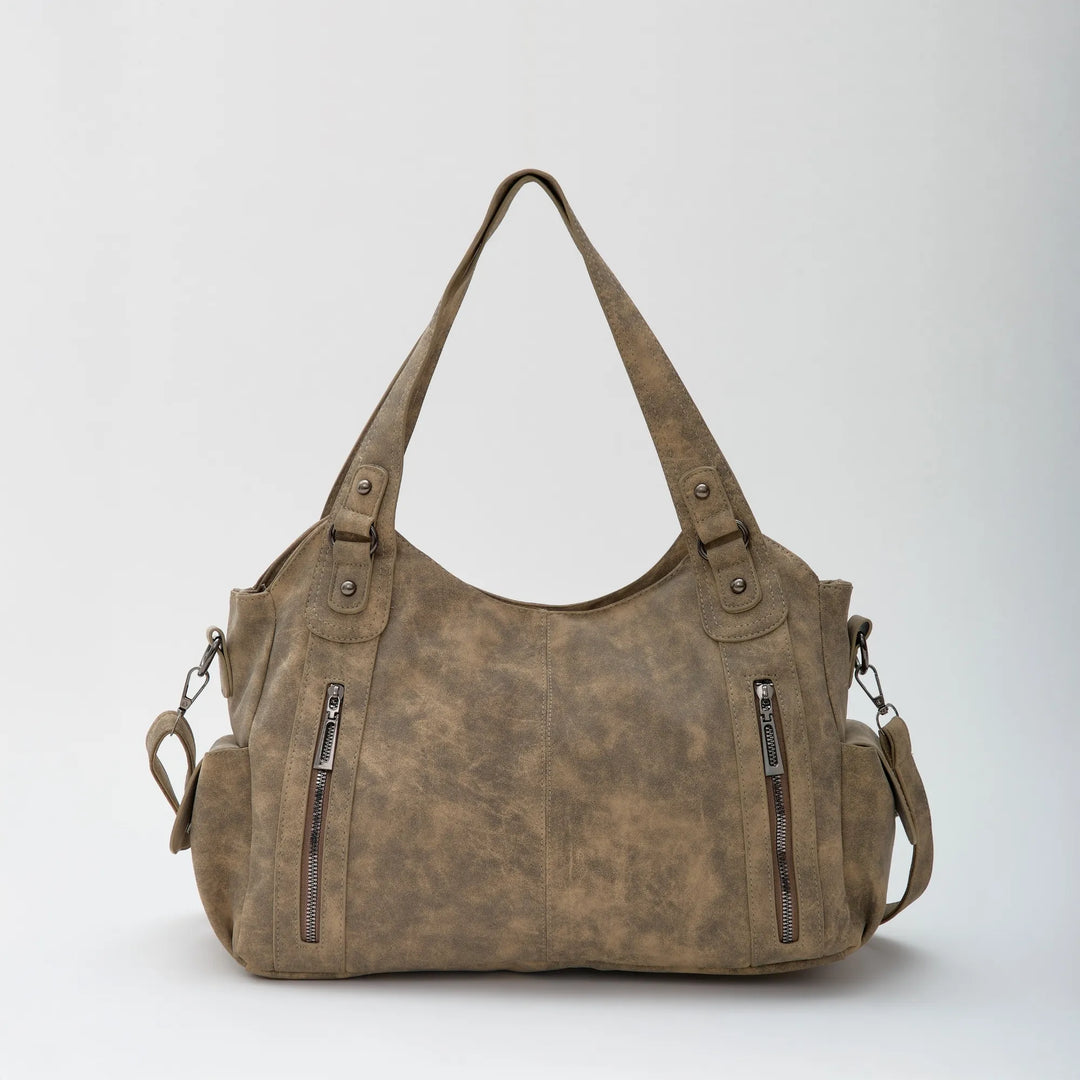 Vegan Leather Crossbody Bag - Structured Tote with Laptop Compartment
