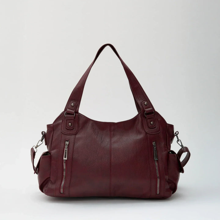 Vegan Leather Crossbody Bag - Structured Tote with Laptop Compartment