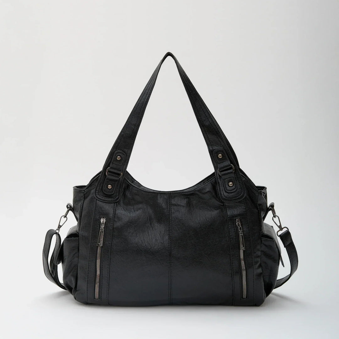 Vegan Leather Crossbody Bag - Structured Tote with Laptop Compartment