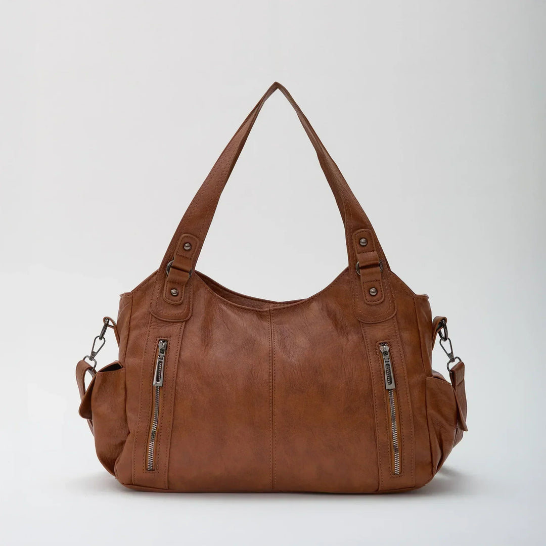 Vegan Leather Crossbody Bag - Structured Tote with Laptop Compartment