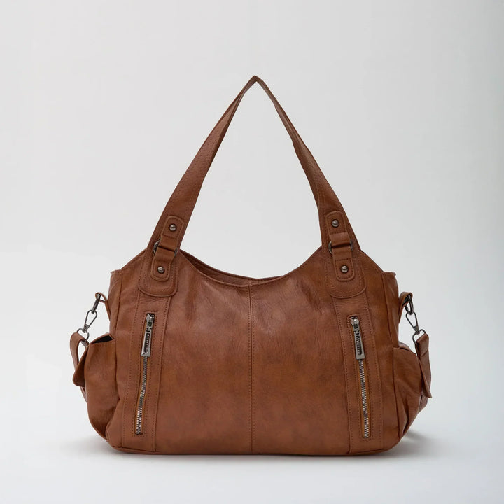 Vegan Leather Crossbody Bag - Structured Tote with Laptop Compartment