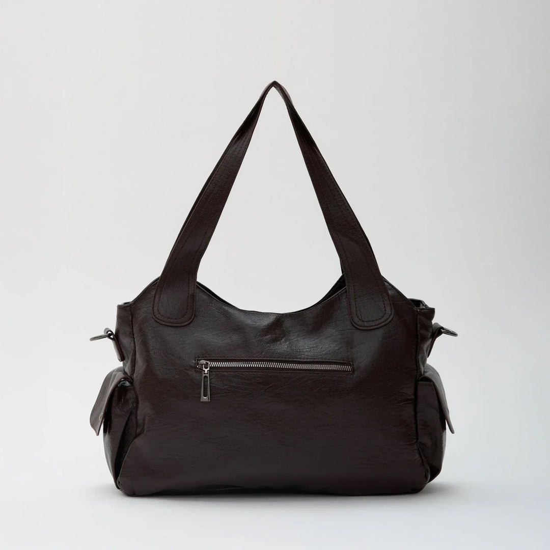 Vegan Leather Crossbody Bag - Structured Tote with Laptop Compartment