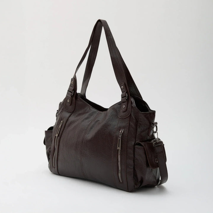 Vegan Leather Crossbody Bag - Structured Tote with Laptop Compartment