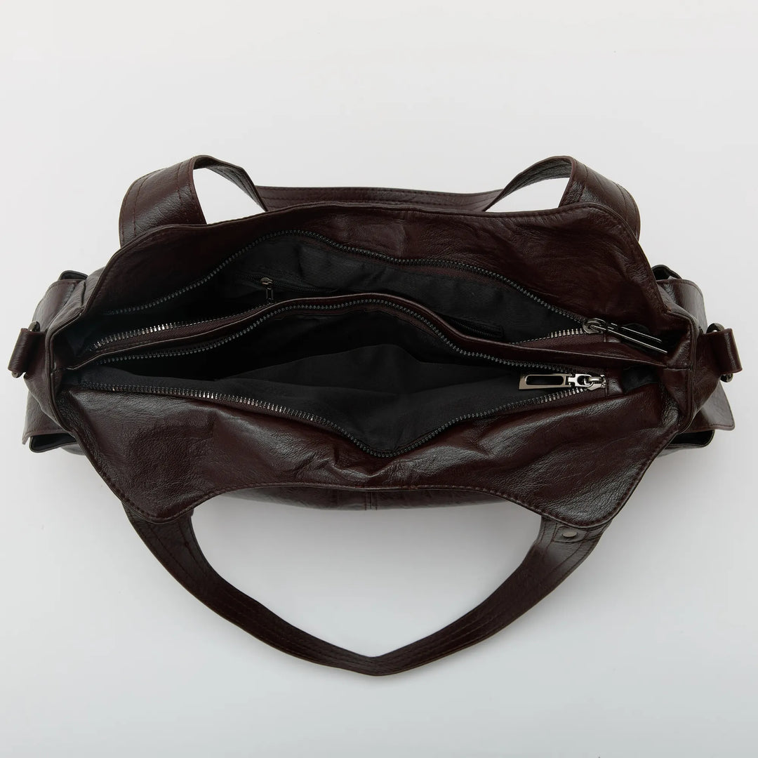 Vegan Leather Crossbody Bag - Structured Tote with Laptop Compartment
