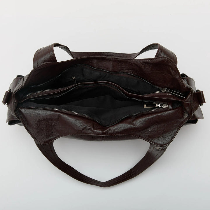 Vegan Leather Crossbody Bag - Structured Tote with Laptop Compartment