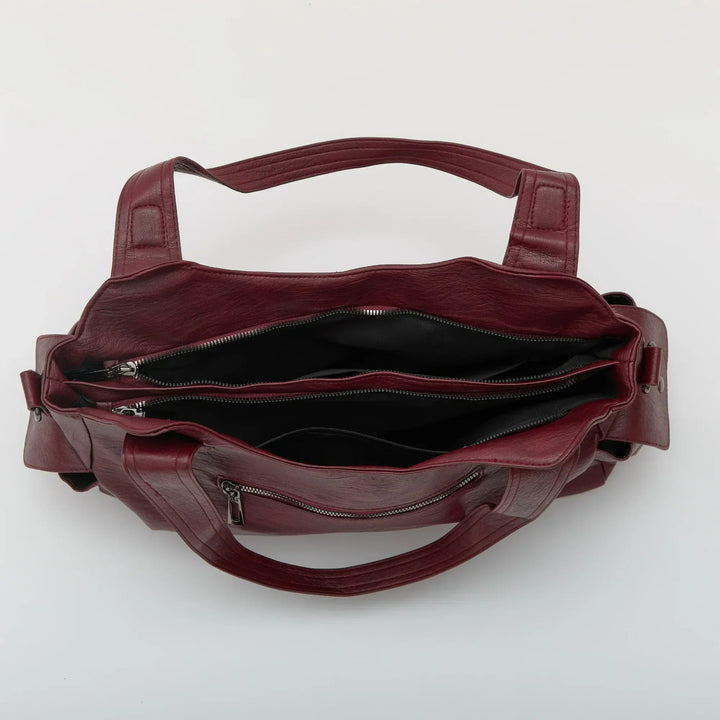 Vegan Leather Crossbody Bag - Structured Tote with Laptop Compartment